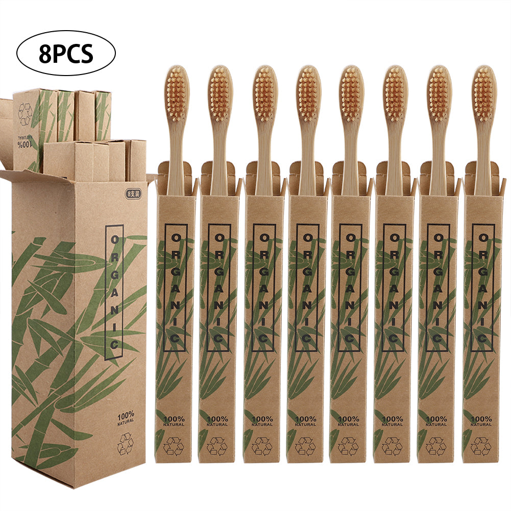 8pcs Travel Eco-friendly Bamboo Wooden Toothbrushes Bristle Oral Tooth Brush Teeth whitening Adult Oral Care